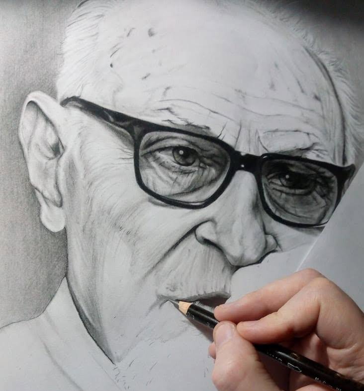 Retrato realista a lápiz realizado a mano